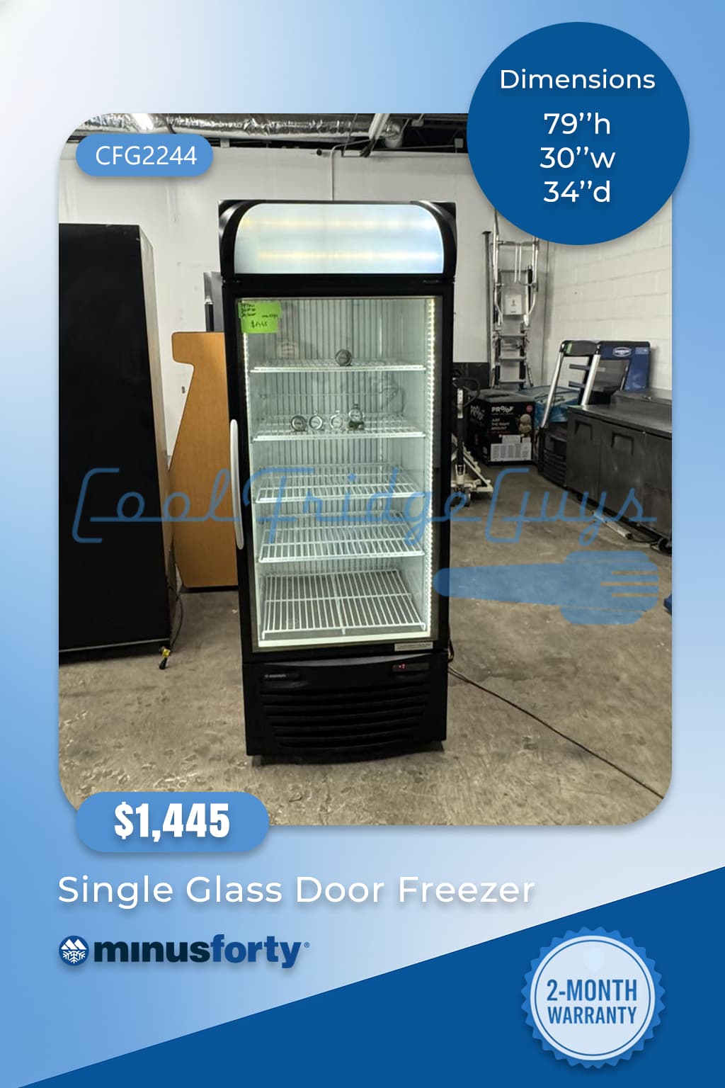 Minus Forty Single Glass Door Freezer - Model 22-USGF