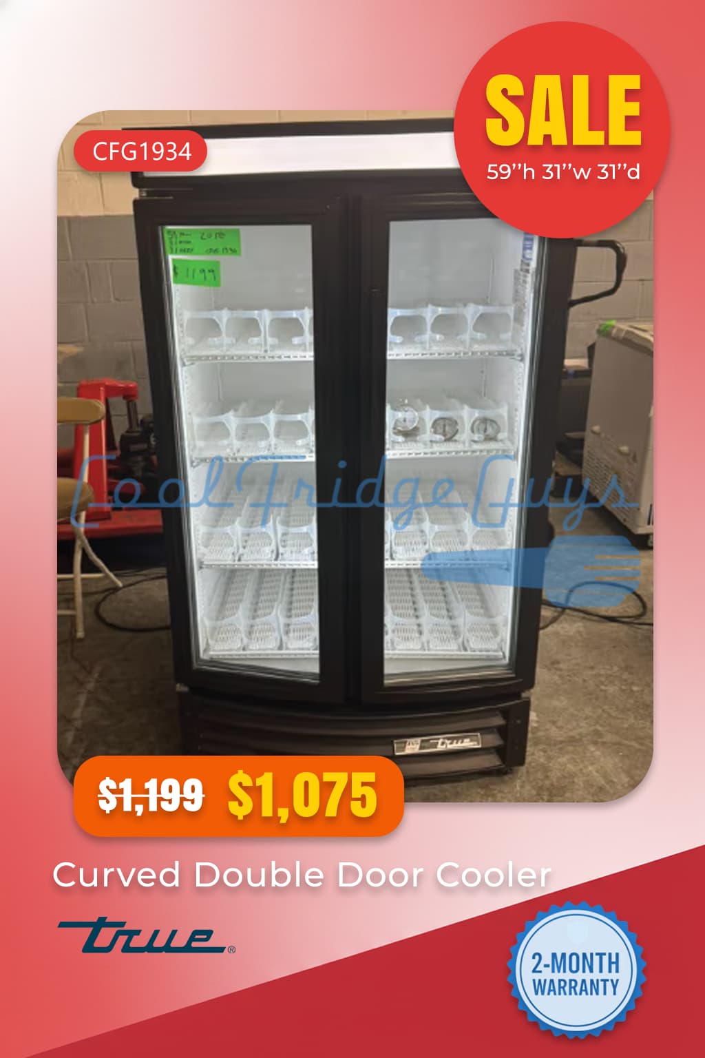 True Curved Front Double Door Merchandising Cooler